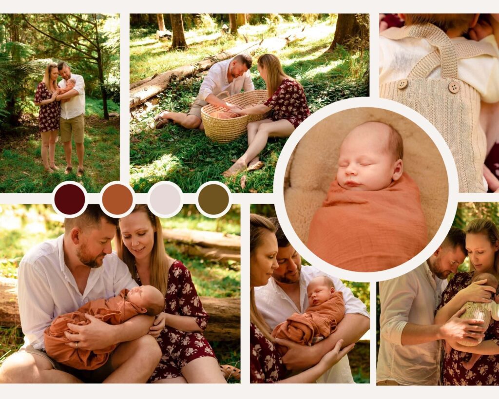 Mood board of what to wear for family photos with Kate Cashin Photography