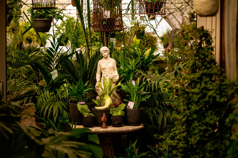 Statues and decorative garden items at The Wishing Well Nursery