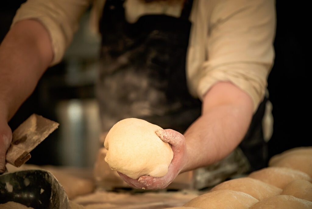 Raw dough being used in a branding photograph