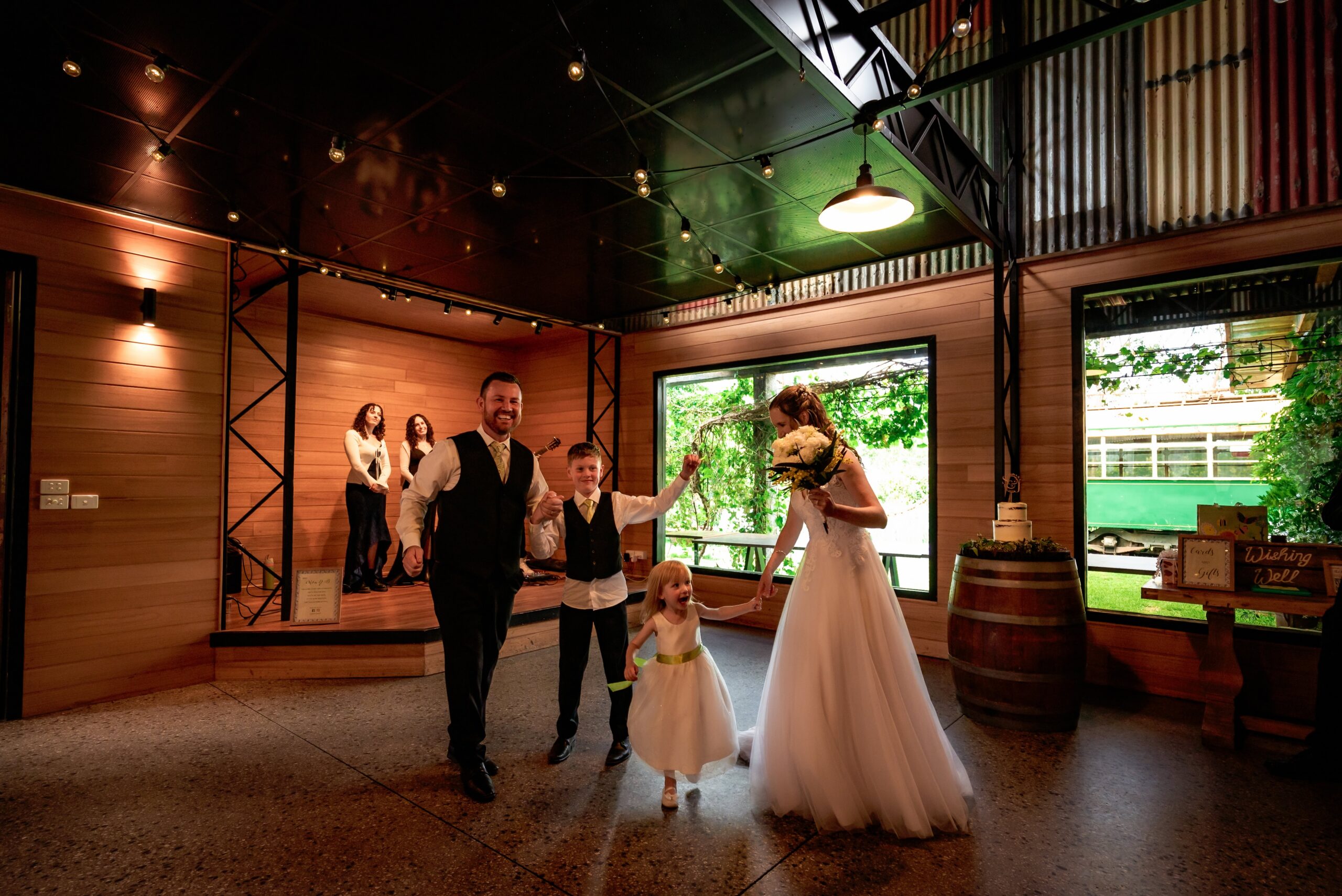 Blended family of four at Melbourne wedding